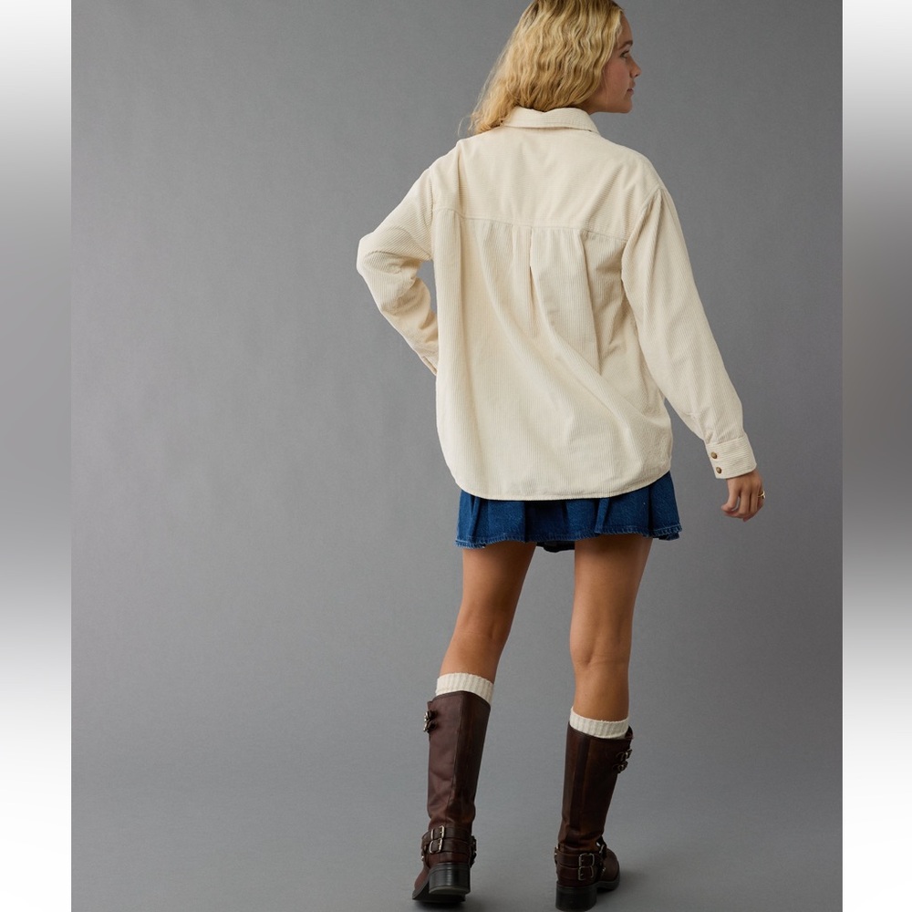 American Eagle Outfitters Oversized Cream Corduroy Shacket in Large NWT - Picture 5 of 15